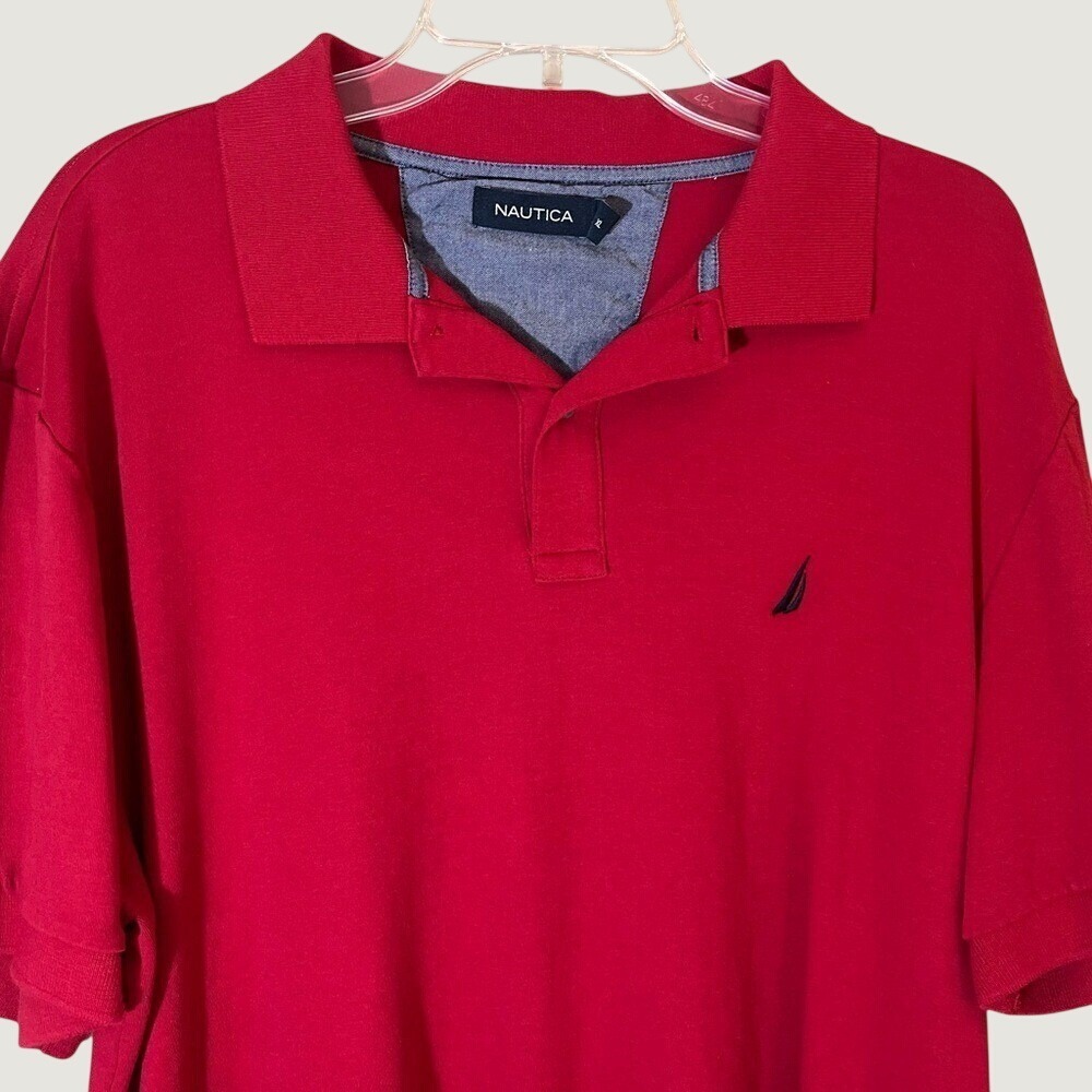 Nautica Mens XL Red Polo Shirt Short Sleeve Cotton Classic Casual
